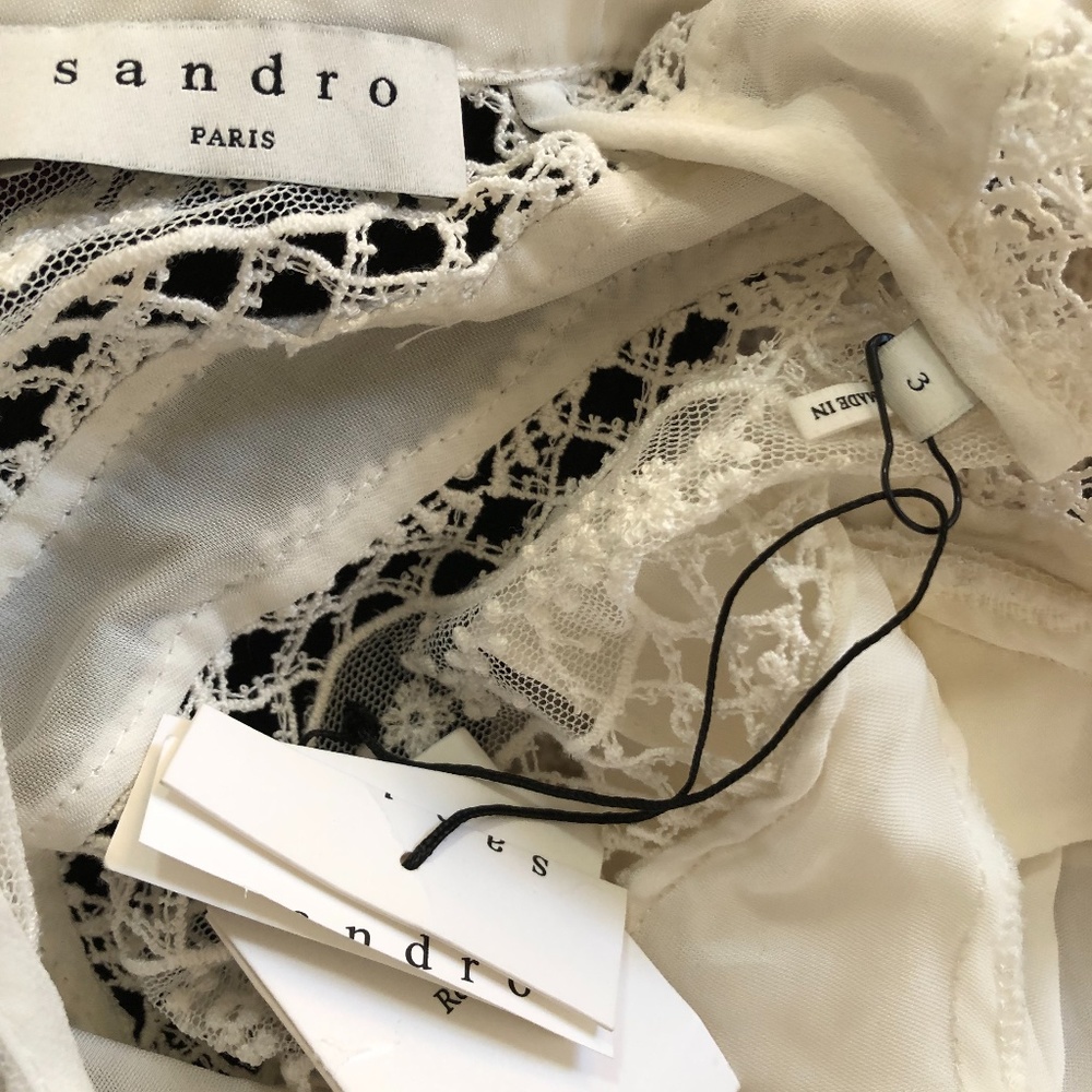 ❌SOLD❌Sandro high neck ruffle lace inset top - Picture 10 of 14